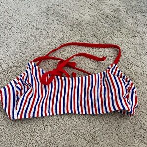 Striped Red and Blue Bikini Top